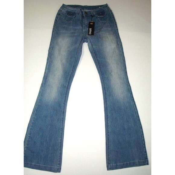 New NWT $99 Designer Buffalo David Bitton Jeans Womens 25 X 33 Mid Rise Flare - Picture 1 of 7